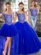 Superior Royal Blue Sleeveless Beading Floor Length Ball Gown Prom Dress