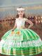 On Sale Embroidery Little Girls Pageant Dress Green Lace Up Sleeveless Floor Length
