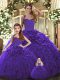 Most Popular Purple Lace Up Vestidos de Quinceanera Ruffles Sleeveless Floor Length
