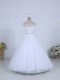 Modest White Ball Gowns Tulle Off The Shoulder Sleeveless Beading Lace Up Wedding Dress Court Train