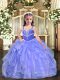 Eye-catching Sleeveless Floor Length Beading and Ruffles Lace Up Little Girl Pageant Gowns with Lavender