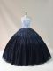 Black Strapless Lace Up Beading Quinceanera Gown Sleeveless