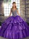 Clearance Sleeveless Beading and Ruffled Layers Lace Up Quinceanera Dresses