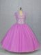 Cute Lilac Sweetheart Lace Up Beading Vestidos de Quinceanera Sleeveless