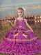 Fuchsia Sleeveless Organza Lace Up Kids Pageant Dress for Wedding Party