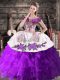Fabulous Purple Sleeveless Floor Length Embroidery Lace Up Sweet 16 Dresses