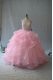 Custom Fit Pink Organza Backless Sweet 16 Dresses Sleeveless Beading and Ruffles