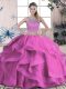 Sexy Sleeveless Lace Up Floor Length Beading and Lace and Ruffles Vestidos de Quinceanera