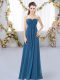 Floor Length Zipper Wedding Party Dress Teal for Wedding Party with Ruching
