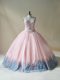 Artistic Pink Sleeveless Tulle Lace Up Sweet 16 Dress for Sweet 16 and Quinceanera