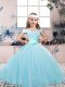 Superior Sleeveless Lace and Belt Lace Up Pageant Gowns For Girls