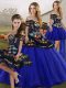 Charming Royal Blue Ball Gowns Embroidery 15th Birthday Dress Lace Up Tulle Sleeveless Floor Length
