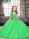 Fantastic Floor Length Green Pageant Dress Wholesale Tulle Sleeveless Beading