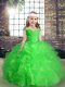 Gorgeous Sleeveless Lace Up Floor Length Beading and Ruffles Little Girls Pageant Gowns
