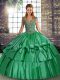 Floor Length Green Sweet 16 Quinceanera Dress Straps Sleeveless Lace Up