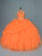 Floor Length Ball Gowns Sleeveless Orange Quince Ball Gowns Lace Up