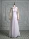 White Zipper Wedding Gowns Beading Sleeveless Floor Length