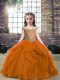 Stunning Organza and Tulle Off The Shoulder Sleeveless Lace Up Beading Little Girls Pageant Dress in Orange