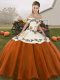 Off The Shoulder Sleeveless Quinceanera Gowns Floor Length Embroidery Rust Red Organza
