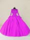 Adorable Scalloped Long Sleeves Zipper Quinceanera Gown Purple Tulle