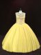 Gold Sleeveless Beading Floor Length Sweet 16 Dress