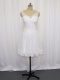 Deluxe White Sleeveless Mini Length Beading and Lace Zipper Bridal Gown