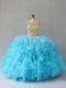 Baby Blue Ball Gowns Ruffles Quinceanera Gown Lace Up Organza Sleeveless Floor Length