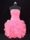 Fashion Rose Pink Prom Dress Strapless Sleeveless Lace Up