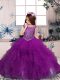 Custom Made Purple Little Girl Pageant Gowns Party and Wedding Party with Beading Scoop Sleeveless Zipper