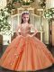 Popular Peach Sleeveless Floor Length Beading Lace Up Little Girls Pageant Dress Wholesale