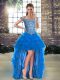 Fantastic Blue Sleeveless Tulle Lace Up Hoco Dress for Prom and Party