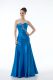 Fashionable Blue Zipper Evening Gowns Sleeveless Floor Length Beading and Ruching