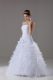 Lace Up Wedding Gown White for Wedding Party with Ruffles Brush Train