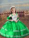 Green Kids Pageant Dress Wedding Party with Beading and Embroidery Straps Sleeveless Lace Up
