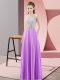 Extravagant Scoop Sleeveless Formal Dresses Floor Length Beading Lavender Satin