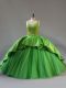 Smart Green Straps Lace Up Beading and Embroidery and Pick Ups 15 Quinceanera Dress Court Train Sleeveless