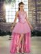 Graceful Pink Sleeveless Tulle Lace Up Runway Inspired Dress for Prom and Party