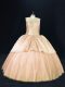 Pretty Floor Length Ball Gowns Sleeveless Peach Sweet 16 Dresses Lace Up