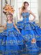 Clearance Sleeveless Embroidery and Ruffled Layers Lace Up 15 Quinceanera Dress