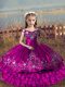 Most Popular Fuchsia Ball Gowns Embroidery and Ruffled Layers Little Girls Pageant Dress Wholesale Lace Up Satin and Organza Sleeveless Floor Length