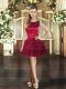 Mini Length Wine Red Junior Homecoming Dress Scoop Sleeveless Lace Up