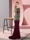 Column/Sheath Sleeveless Burgundy Dress for Prom Sweep Train Zipper