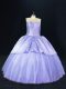 Ideal Lavender Sleeveless Floor Length Beading Lace Up Ball Gown Prom Dress