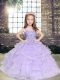 Perfect Straps Sleeveless High School Pageant Dress Floor Length Beading and Ruffles Lavender Tulle