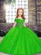 Sleeveless Floor Length Beading Lace Up Little Girls Pageant Dress with Green