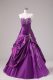 Designer Sweetheart Sleeveless Vestidos de Quinceanera Floor Length Embroidery Eggplant Purple Organza