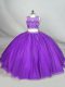 Eye-catching Purple Ball Gown Prom Dress Scoop Sleeveless Zipper