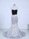 Discount White And Black Zipper Sweetheart Lace Formal Evening Gowns Printed Sleeveless Brush Train