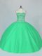 Modern Green Sleeveless Floor Length Beading Lace Up Quinceanera Dress