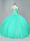 Cute Turquoise Lace Up Sweetheart Beading Sweet 16 Quinceanera Dress Tulle Sleeveless